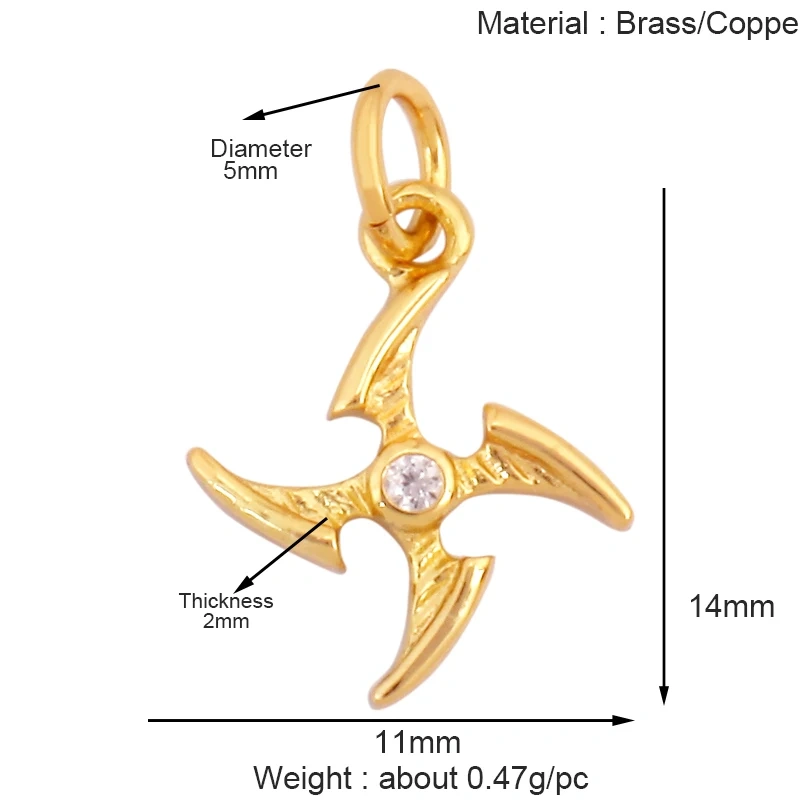 Cowboy Hat Boots Key Glasses Aircraft Windmill Slipper Sports Charm Pendant,Zirconia 18K Gold Necklace Craft Jewelry Supply K78