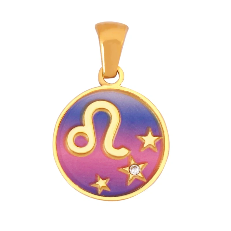 316 Stainless Steel Trendy Zodiac Horoscope Sign Medallion Charm Pendant,18K Gold Plated Necklace Bracelet Jewelry Supplies K77