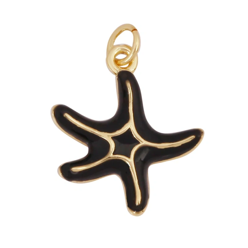 Trendy Ocean Scallop Starfish Dolphin Seahorse Charm Necklace Pendant,Multicolor Enamel Summer Beach Holiday Jewelry Supply K80