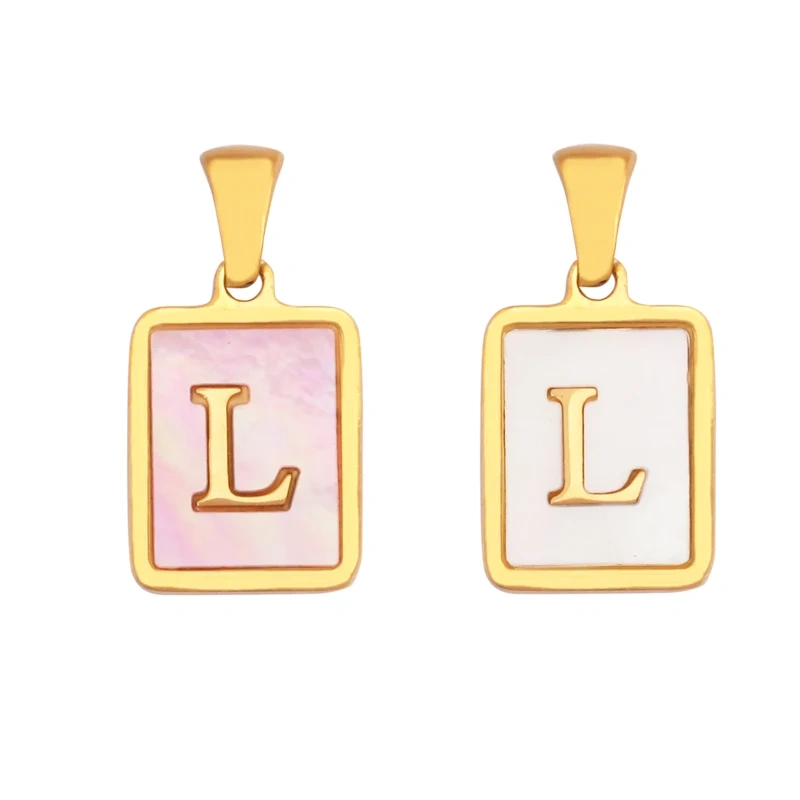 316 Stainless Steel Initial Letter Alphabet Name Charm Pendant,Pink White DIY Handmade Jewlery Findings Accessories Supply K76