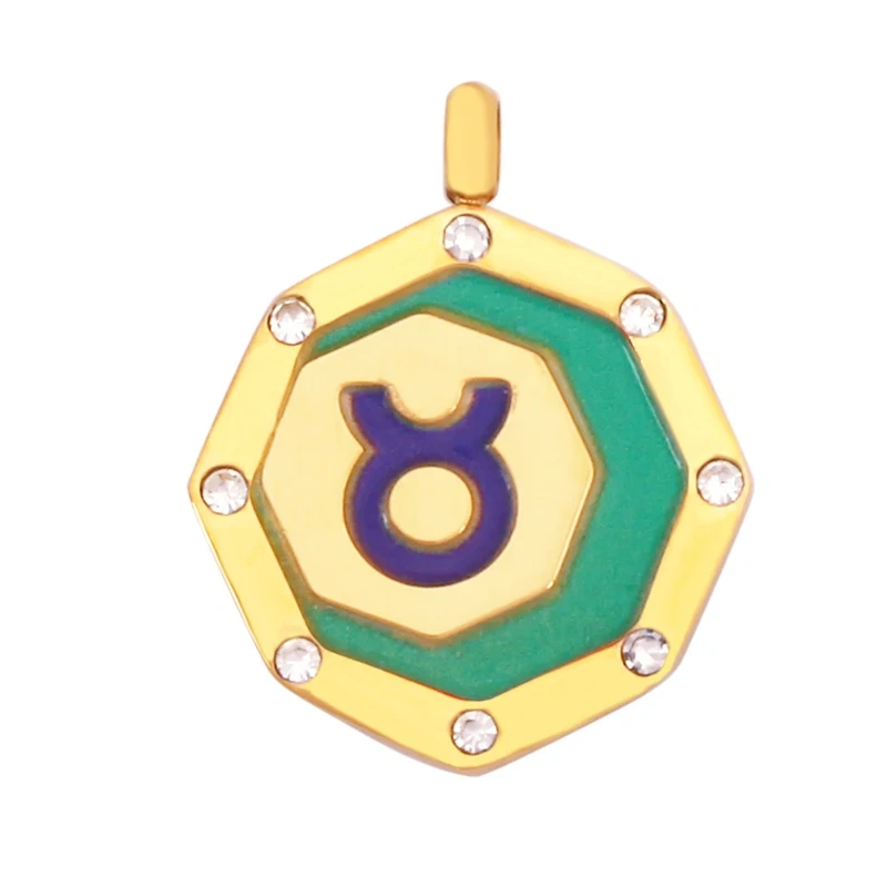 316 Stainless Steel Trendy Zodiac Horoscope Sign Medallion Charm Pendant,18K Gold Plated Necklace Bracelet Jewelry Supplies K77