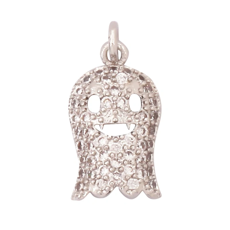 Popular Carnival Halloween Scream Ghost Skeleton Pumpkin Mask Charm Pendant,Trendy Cubic Zirconia 18K Gold Jewelry Necklace Q13