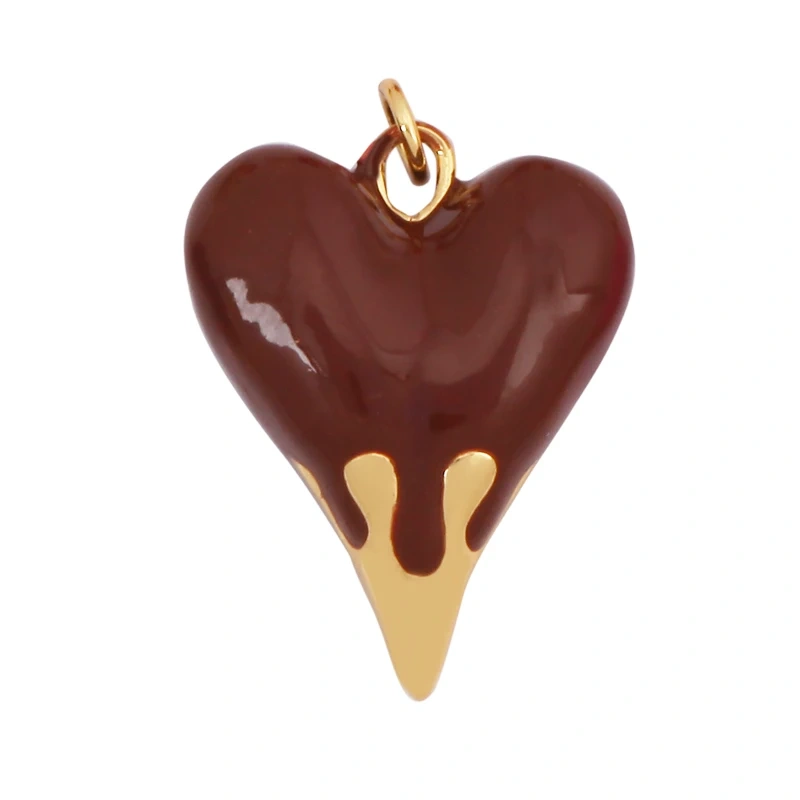 Fashion Colorful Dripping Oil Enamel Flowing Heart Charm Pendant,18K Gold Plated,Necklace Pendant Handmade Jewelry Supplies K39