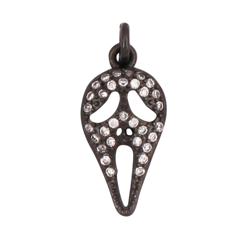 Popular Carnival Halloween Scream Ghost Skeleton Pumpkin Mask Charm Pendant,Trendy Cubic Zirconia 18K Gold Jewelry Necklace Q13