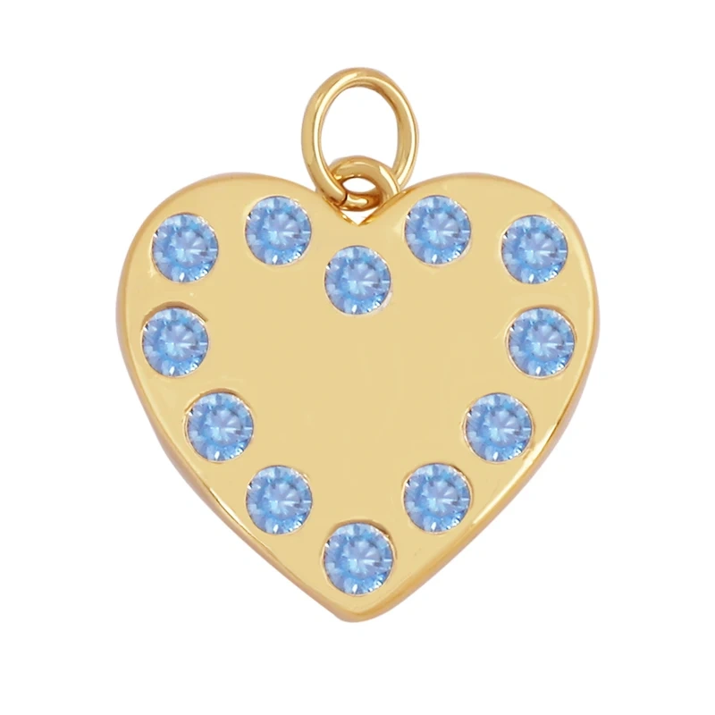 Fashion Colorful Zircon Focal Love Heart Star Charm Pendant,18K Gold Plated Necklace Bracelet DIY Handmade Jewelry Supplies K81