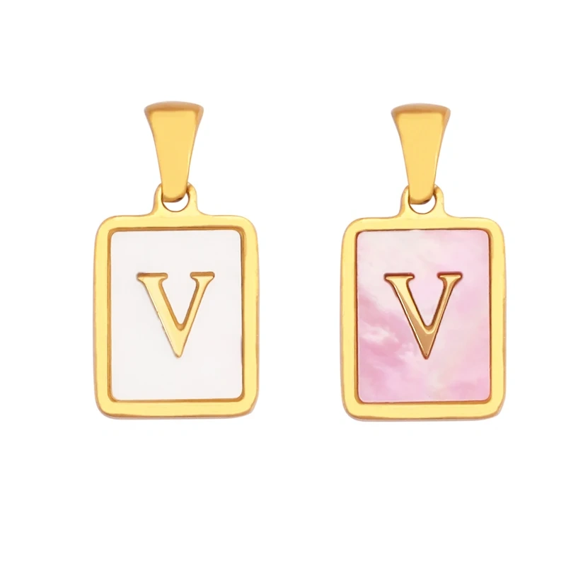 316 Stainless Steel Initial Letter Alphabet Name Charm Pendant,Pink White DIY Handmade Jewlery Findings Accessories Supply K76