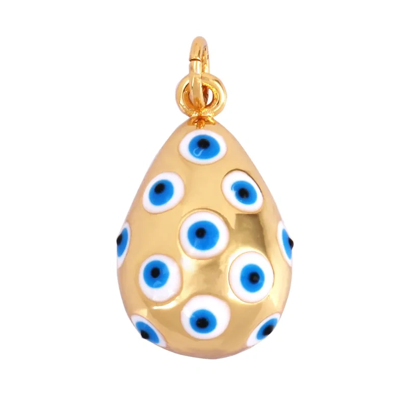 Evil Eye Teardrop Enamel Charm Neon Pink Orange Turquoise Blue Oil Dropped,Real Gold Plated ,Necklace Bracelet Pendant M09 M93
