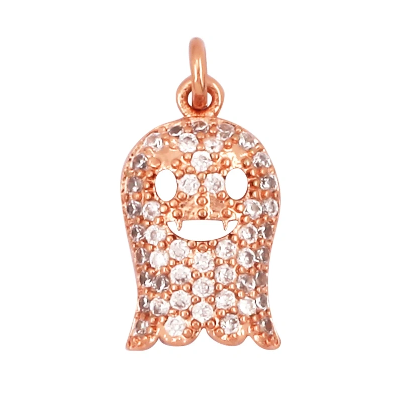 Popular Carnival Halloween Scream Ghost Skeleton Pumpkin Mask Charm Pendant,Trendy Cubic Zirconia 18K Gold Jewelry Necklace Q13