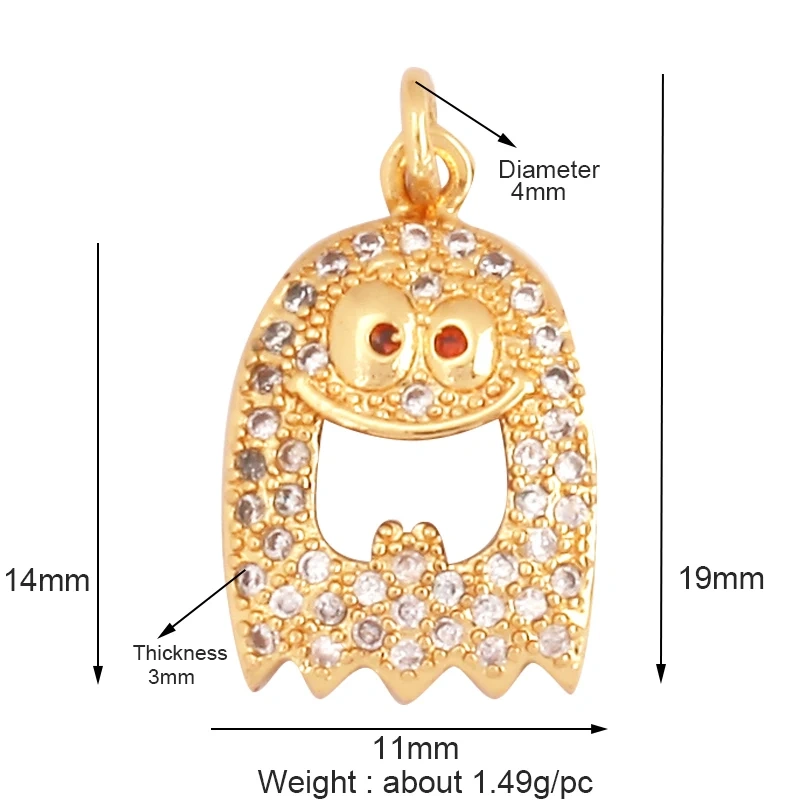 Popular Carnival Halloween Scream Ghost Skeleton Pumpkin Mask Charm Pendant,Trendy Cubic Zirconia 18K Gold Jewelry Necklace Q13