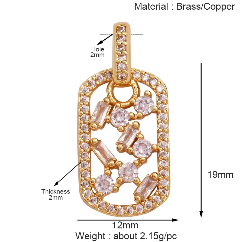 Cowboy Hat Boots Key Glasses Aircraft Windmill Slipper Sports Charm Pendant,Zirconia 18K Gold Necklace Craft Jewelry Supply K78