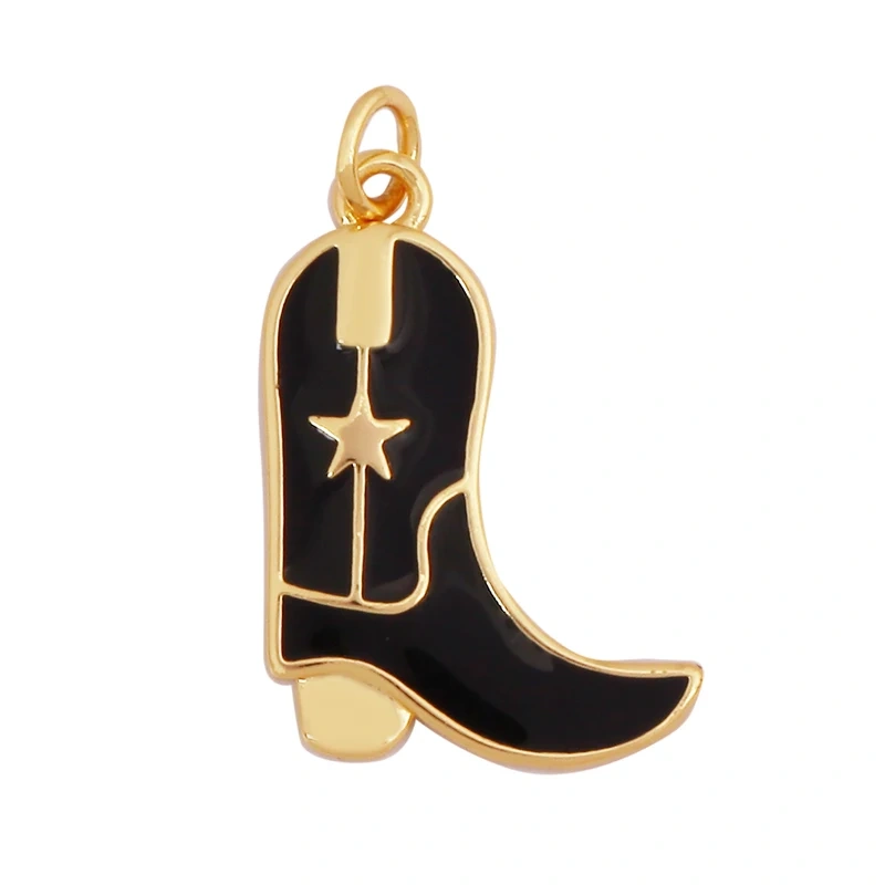 Trendy Cowboy Hat Boots Colorful Enamel Charm Pendants,Fashion 18K Gold Plated Cap Necklace Making Accessories Supplies K77