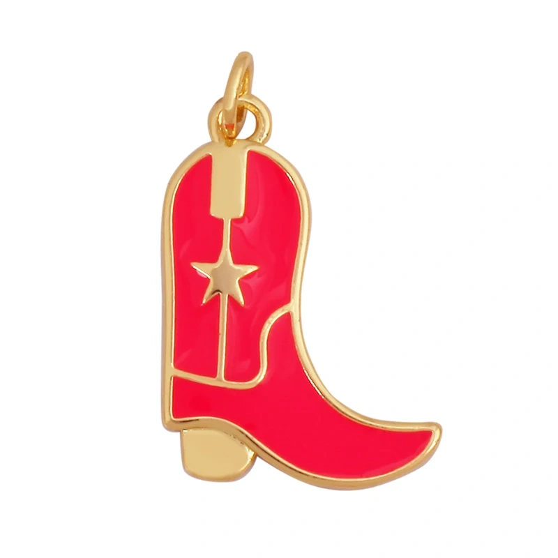 Trendy Cowboy Hat Boots Colorful Enamel Charm Pendants,Fashion 18K Gold Plated Cap Necklace Making Accessories Supplies K77
