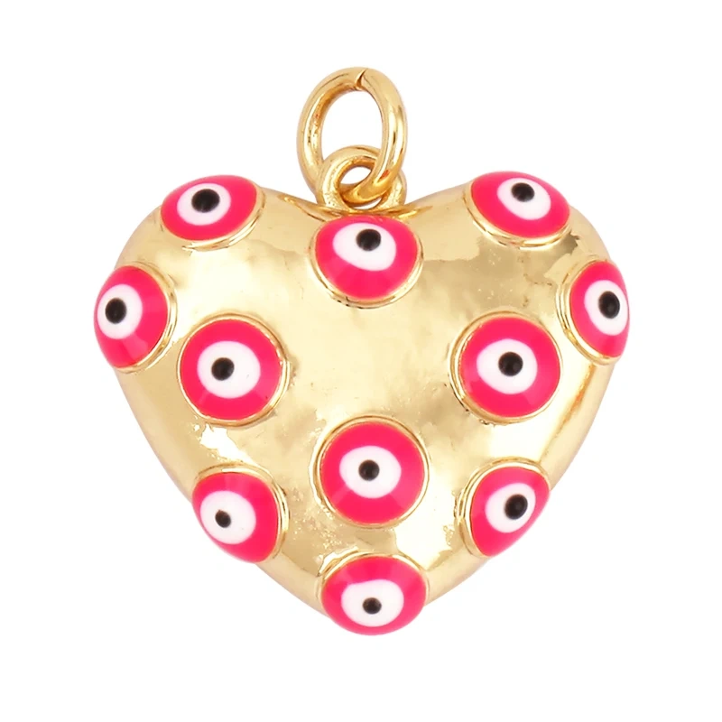 Evil Eye Teardrop Enamel Charm Neon Pink Orange Turquoise Blue Oil Dropped,Real Gold Plated ,Necklace Bracelet Pendant M09 M93
