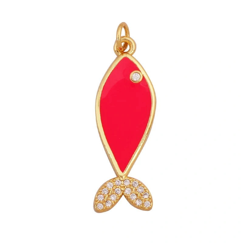 Marine Organism Fish Sea Conch Horse Shell Starfish Crab Fishbone Charm Pendant,Gold Plated Zircon Jewelry Finding Supplies K73