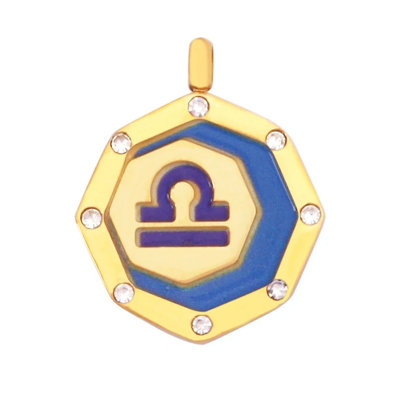 316 Stainless Steel Trendy Zodiac Horoscope Sign Medallion Charm Pendant,18K Gold Plated Necklace Bracelet Jewelry Supplies K77