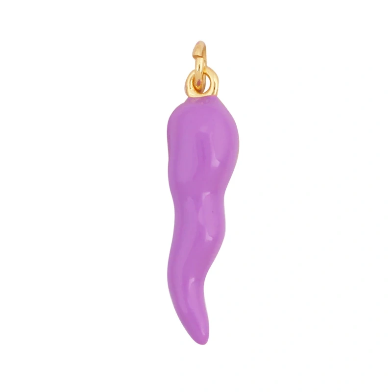 Trendy Colourful Pepper Charm Pendant,Rainbow 18k Gold Zircon Jewelry Findings Necklace Accessories K76