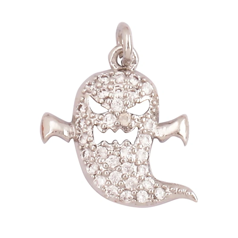 Popular Carnival Halloween Scream Ghost Skeleton Pumpkin Mask Charm Pendant,Trendy Cubic Zirconia 18K Gold Jewelry Necklace Q13