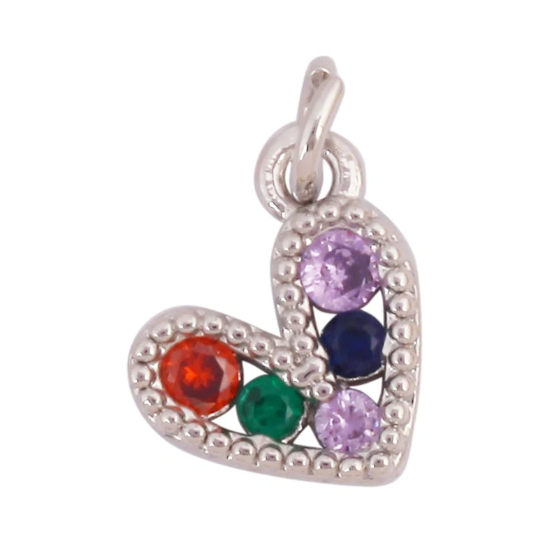 Fashion Colorful Zircon Focal Love Heart Star Charm Pendant,18K Gold Plated Necklace Bracelet DIY Handmade Jewelry Supplies K81