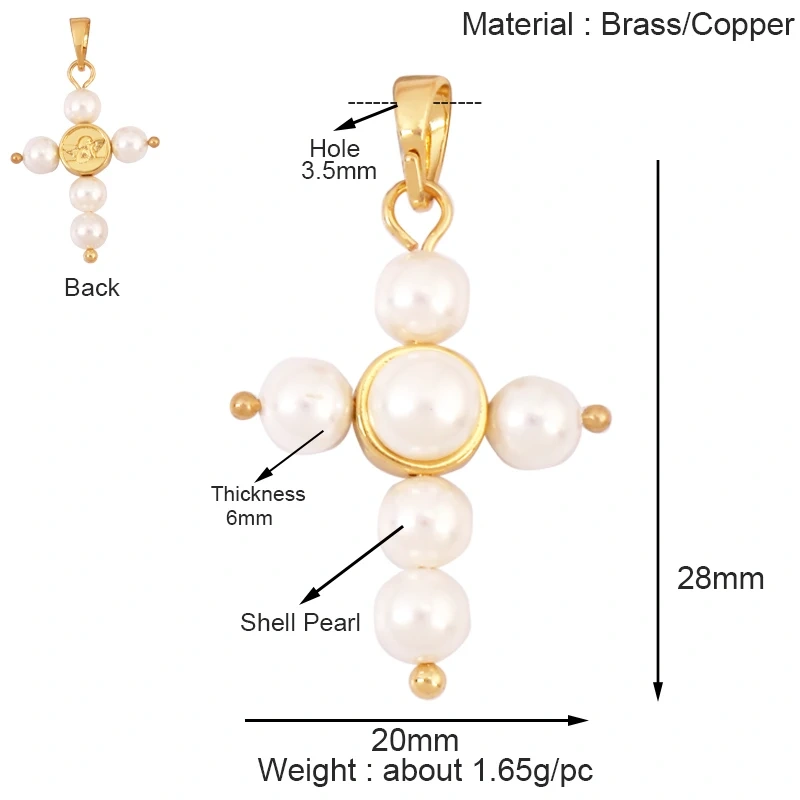 Holy Religious Jesus Cross Virgin Mary Charms Pendant,18K Gold Plated Colourful Zircon Shell Jewelry Necklace Accessories M63