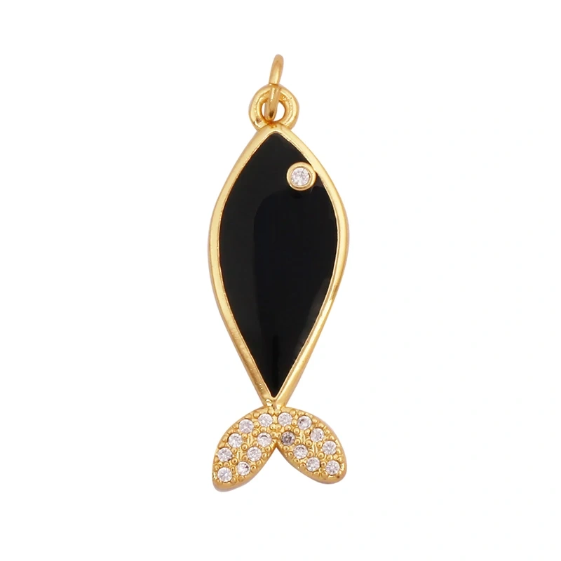 Marine Organism Fish Sea Conch Horse Shell Starfish Crab Fishbone Charm Pendant,Gold Plated Zircon Jewelry Finding Supplies K73