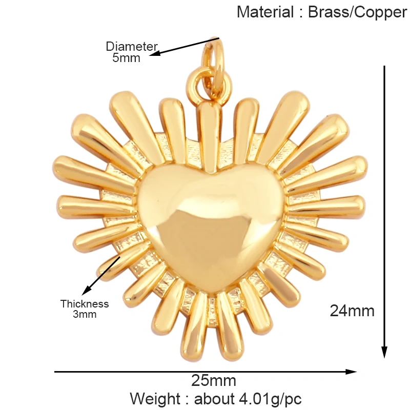 Fashion Colorful Zircon Focal Love Heart Star Charm Pendant,18K Gold Plated Necklace Bracelet DIY Handmade Jewelry Supplies K81