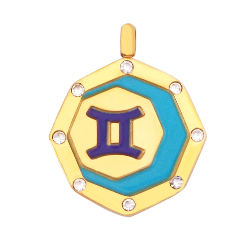 316 Stainless Steel Trendy Zodiac Horoscope Sign Medallion Charm Pendant,18K Gold Plated Necklace Bracelet Jewelry Supplies K77