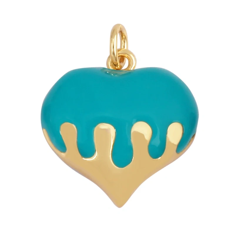 Fashion Colorful Dripping Oil Enamel Flowing Heart Charm Pendant,18K Gold Plated,Necklace Pendant Handmade Jewelry Supplies K39