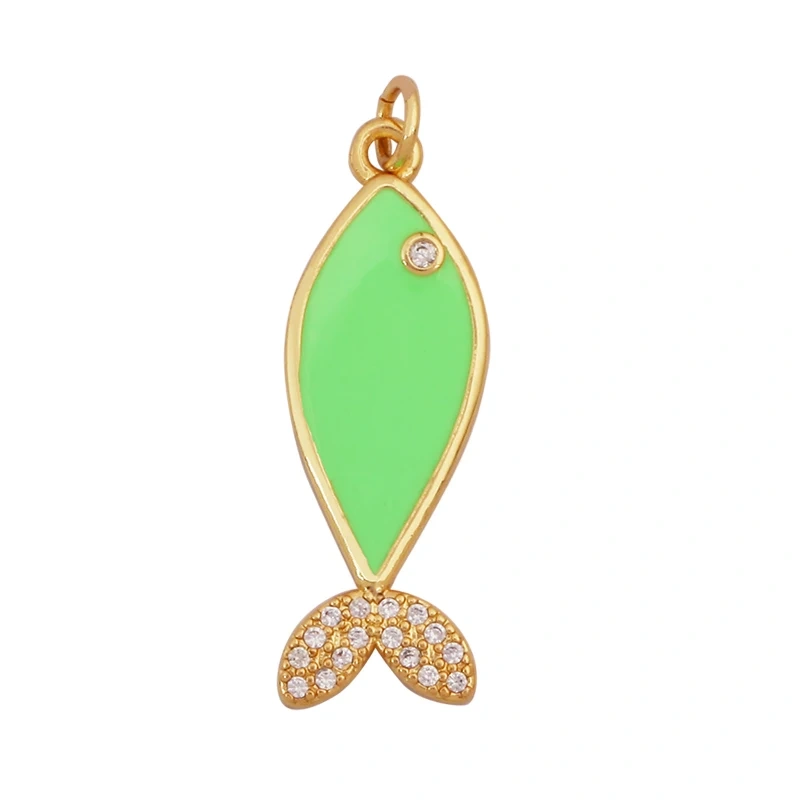 Marine Organism Fish Sea Conch Horse Shell Starfish Crab Fishbone Charm Pendant,Gold Plated Zircon Jewelry Finding Supplies K73