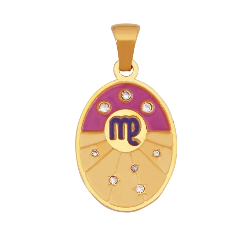 316 Stainless Steel Trendy Zodiac Horoscope Sign Medallion Charm Pendant,18K Gold Plated Necklace Bracelet Jewelry Supplies K77