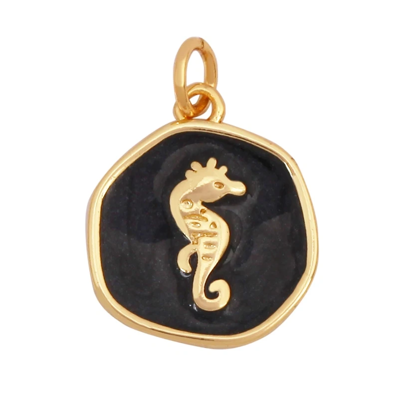 Trendy Ocean Scallop Starfish Dolphin Seahorse Charm Necklace Pendant,Multicolor Enamel Summer Beach Holiday Jewelry Supply K80