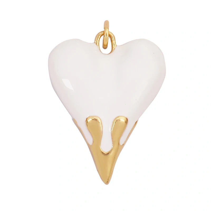 Fashion Colorful Dripping Oil Enamel Flowing Heart Charm Pendant,18K Gold Plated,Necklace Pendant Handmade Jewelry Supplies K39