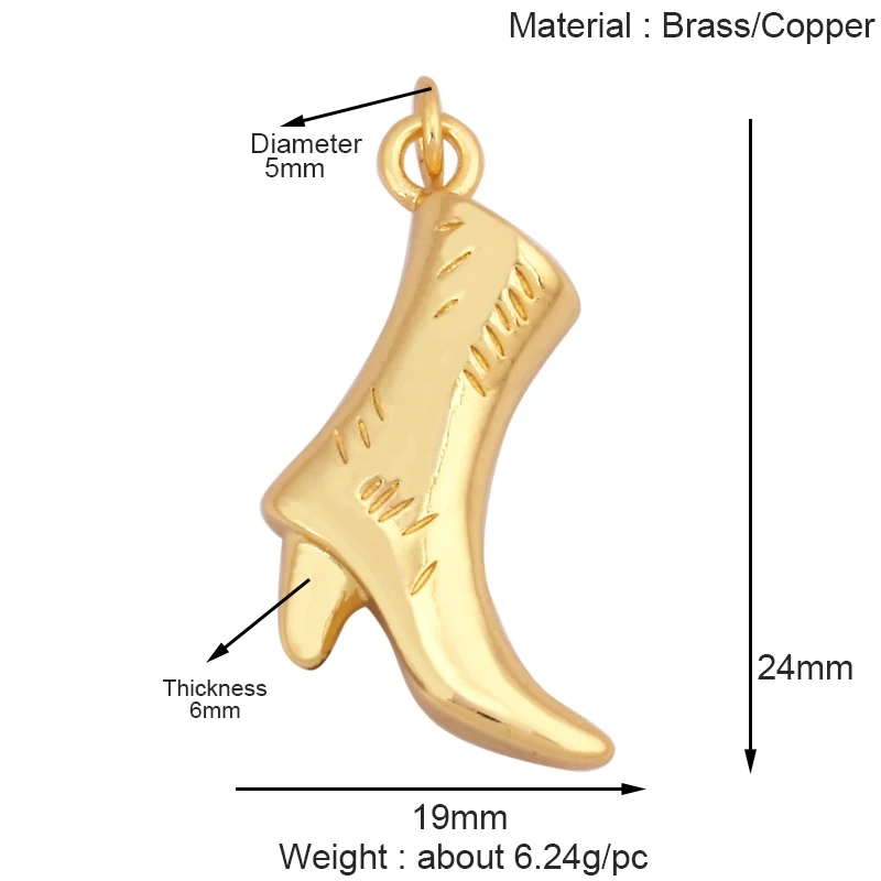 Cowboy Hat Boots Key Glasses Aircraft Windmill Slipper Sports Charm Pendant,Zirconia 18K Gold Necklace Craft Jewelry Supply K78