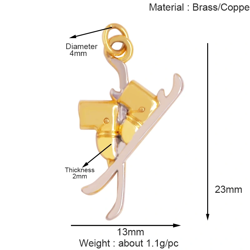 Cowboy Hat Boots Key Glasses Aircraft Windmill Slipper Sports Charm Pendant,Zirconia 18K Gold Necklace Craft Jewelry Supply K78