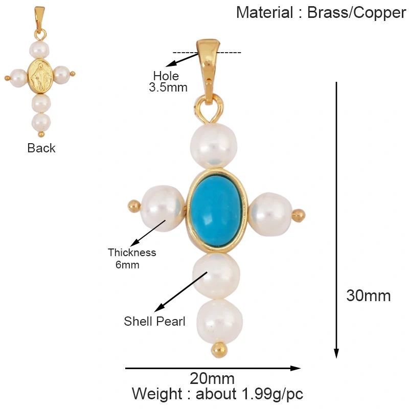 Holy Religious Jesus Cross Virgin Mary Charms Pendant,18K Gold Plated Colourful Zircon Shell Jewelry Necklace Accessories M63