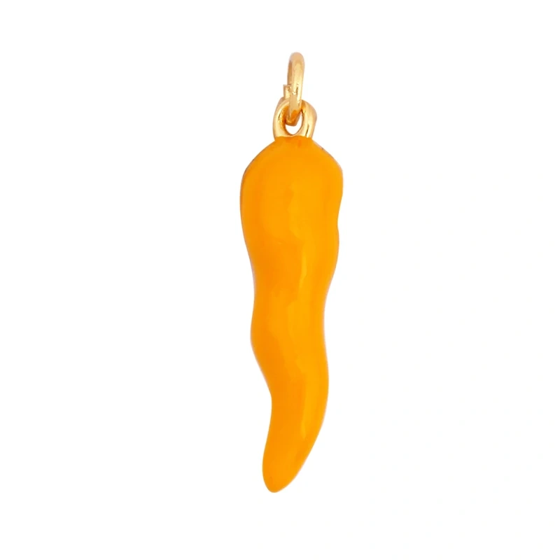 Trendy Colourful Pepper Charm Pendant,Rainbow 18k Gold Zircon Jewelry Findings Necklace Accessories K76