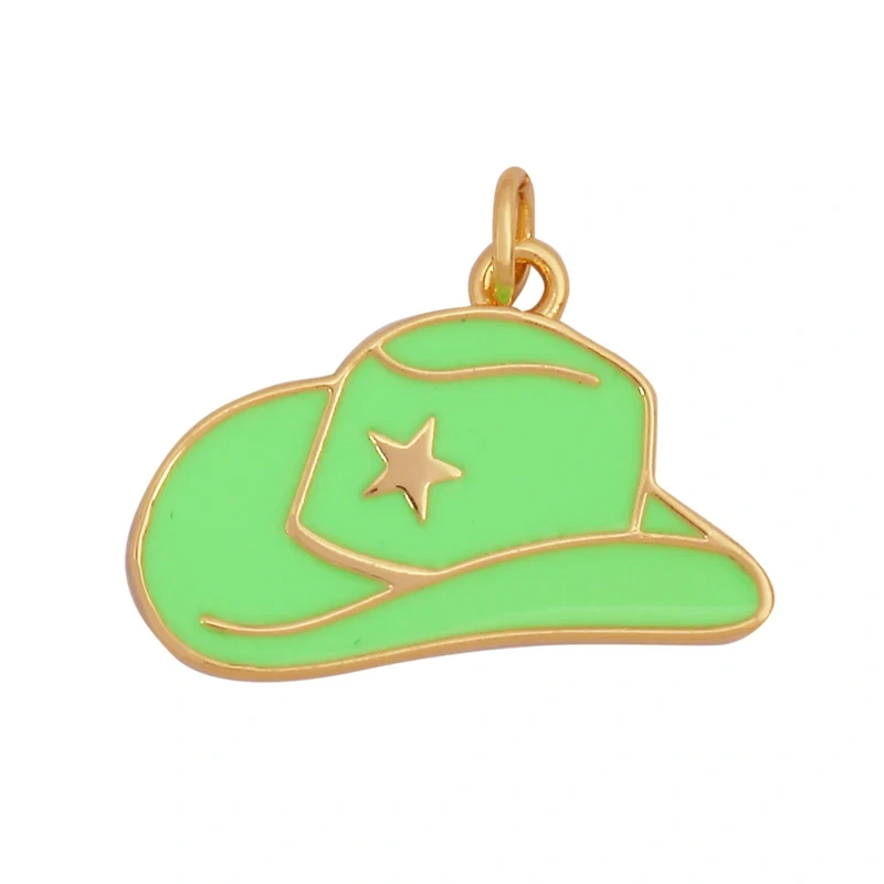 Trendy Cowboy Hat Boots Colorful Enamel Charm Pendants,Fashion 18K Gold Plated Cap Necklace Making Accessories Supplies K77