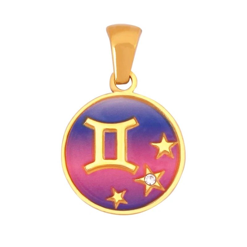 316 Stainless Steel Trendy Zodiac Horoscope Sign Medallion Charm Pendant,18K Gold Plated Necklace Bracelet Jewelry Supplies K77