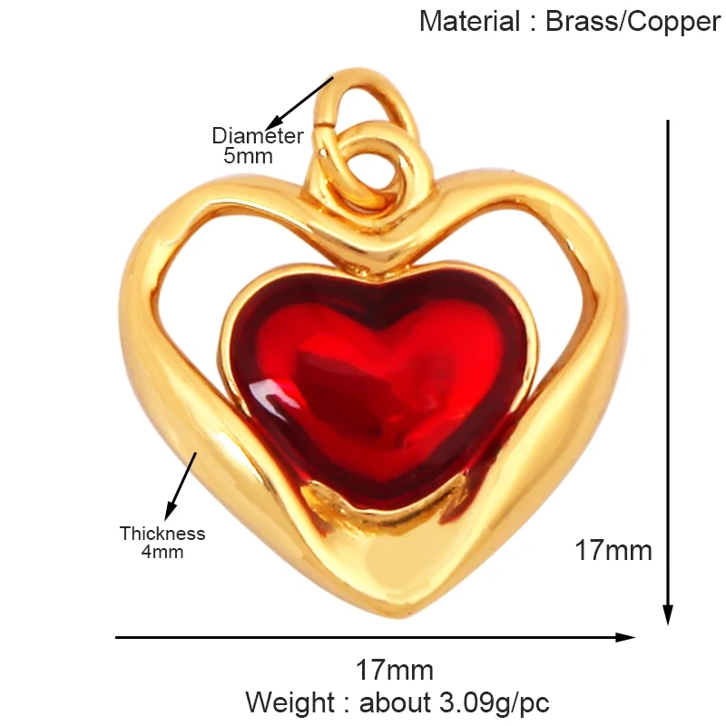 Fashion Colorful Zircon Focal Love Heart Star Charm Pendant,18K Gold Plated Necklace Bracelet DIY Handmade Jewelry Supplies K81
