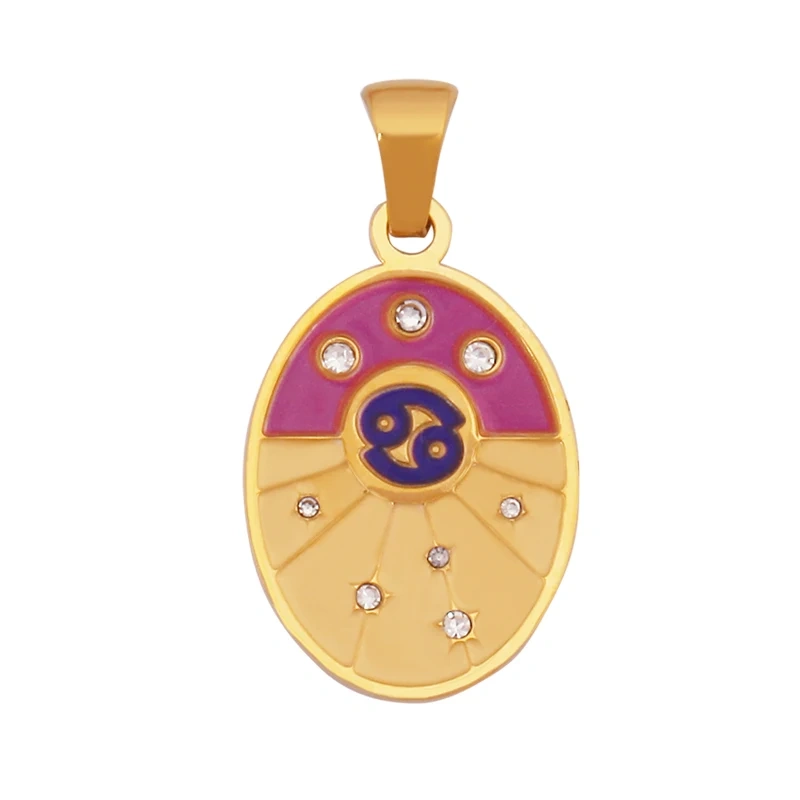 316 Stainless Steel Trendy Zodiac Horoscope Sign Medallion Charm Pendant,18K Gold Plated Necklace Bracelet Jewelry Supplies K77