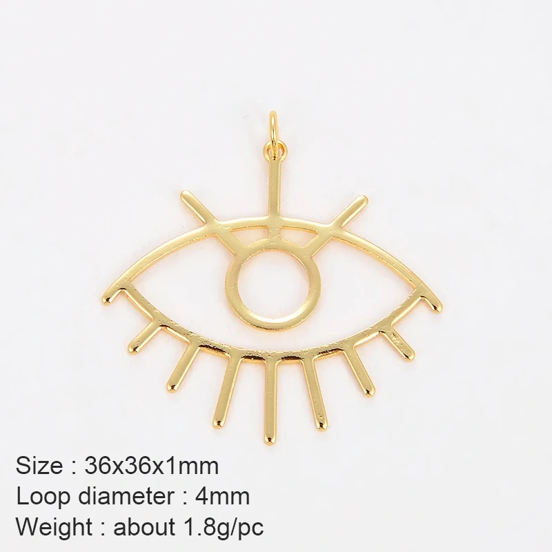 Evil eye , tear drop , Brass based diy jewelry pendant attachment , plated with real gold , not easy to tarnish N29