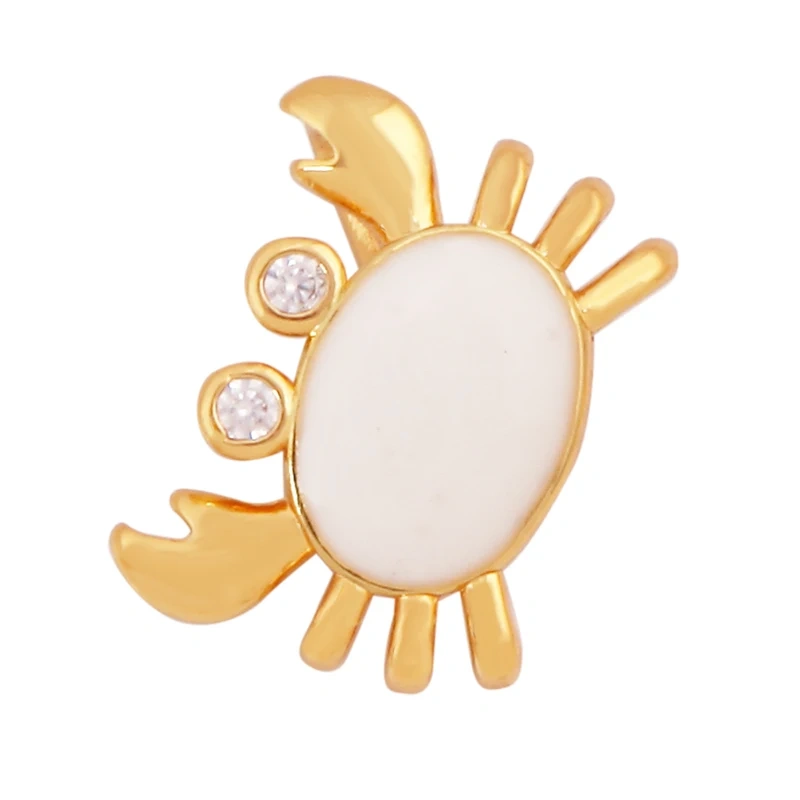 Marine Organism Fish Sea Conch Horse Shell Starfish Crab Fishbone Charm Pendant,Gold Plated Zircon Jewelry Finding Supplies K73