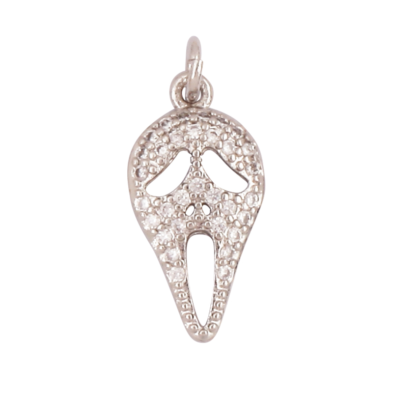 Popular Carnival Halloween Scream Ghost Skeleton Pumpkin Mask Charm Pendant,Trendy Cubic Zirconia 18K Gold Jewelry Necklace Q13