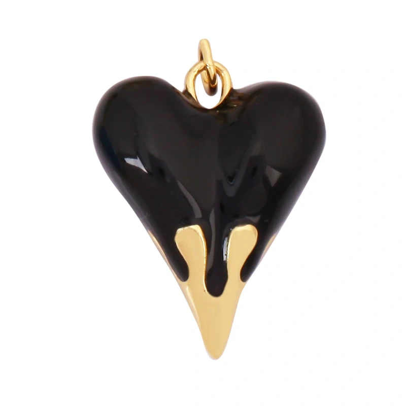 Fashion Colorful Dripping Oil Enamel Flowing Heart Charm Pendant,18K Gold Plated,Necklace Pendant Handmade Jewelry Supplies K39