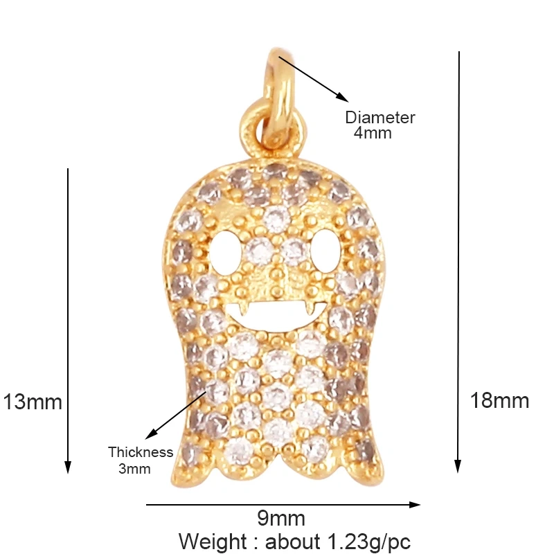 Popular Carnival Halloween Scream Ghost Skeleton Pumpkin Mask Charm Pendant,Trendy Cubic Zirconia 18K Gold Jewelry Necklace Q13