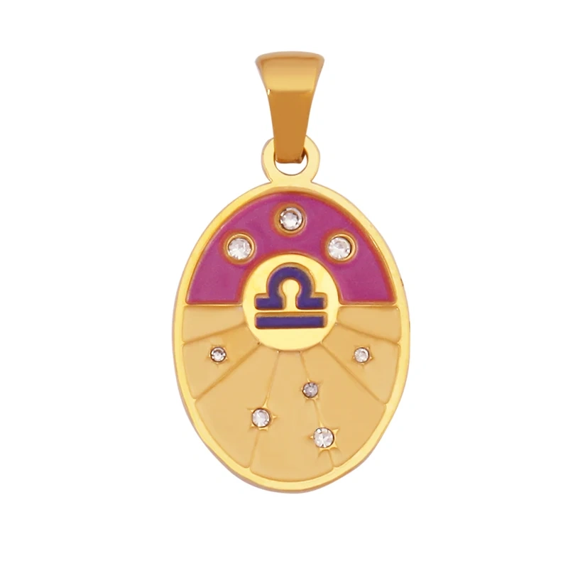 316 Stainless Steel Trendy Zodiac Horoscope Sign Medallion Charm Pendant,18K Gold Plated Necklace Bracelet Jewelry Supplies K77