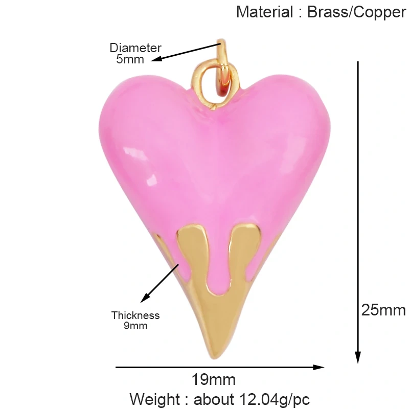 Fashion Colorful Dripping Oil Enamel Flowing Heart Charm Pendant,18K Gold Plated,Necklace Pendant Handmade Jewelry Supplies K39