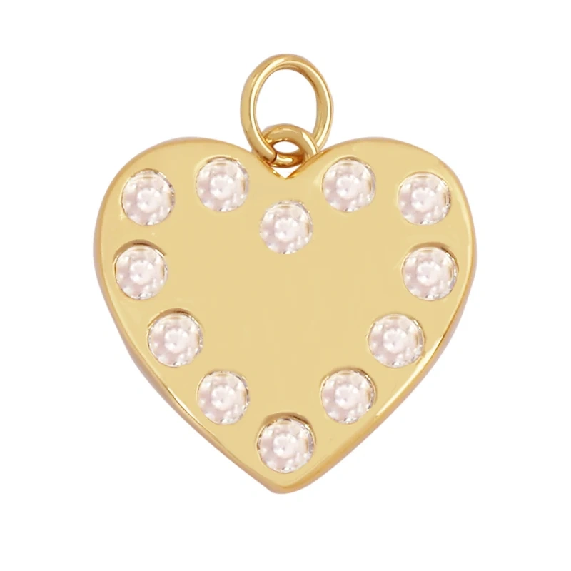 Fashion Colorful Zircon Focal Love Heart Star Charm Pendant,18K Gold Plated Necklace Bracelet DIY Handmade Jewelry Supplies K81