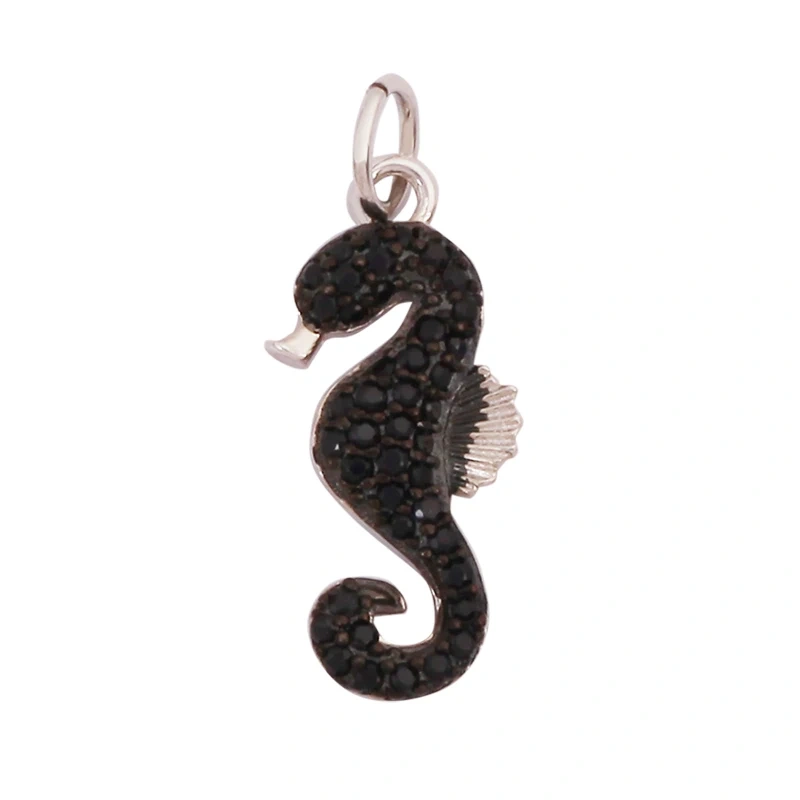 Marine Organism Fish Sea Conch Horse Shell Starfish Crab Fishbone Charm Pendant,Gold Plated Zircon Jewelry Finding Supplies K73