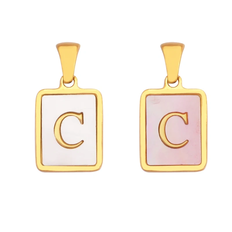 316 Stainless Steel Initial Letter Alphabet Name Charm Pendant,Pink White DIY Handmade Jewlery Findings Accessories Supply K76