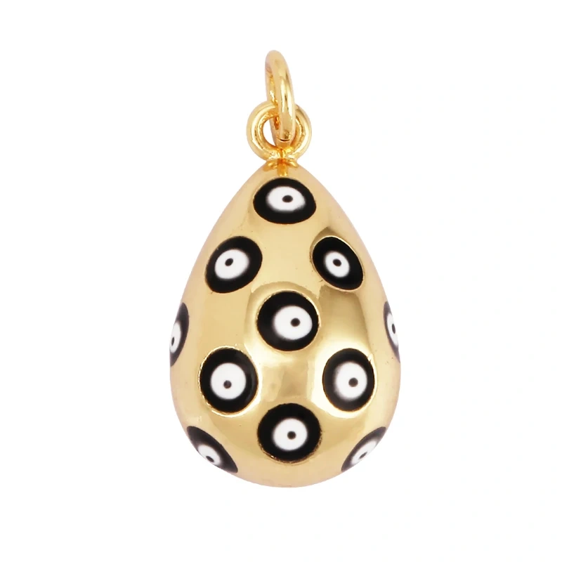 Evil Eye Teardrop Enamel Charm Neon Pink Orange Turquoise Blue Oil Dropped,Real Gold Plated ,Necklace Bracelet Pendant M09 M93